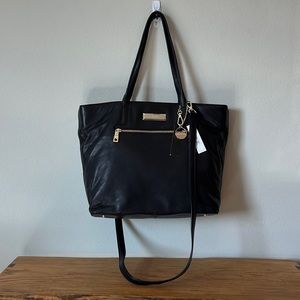 Black leather DKNY bag.